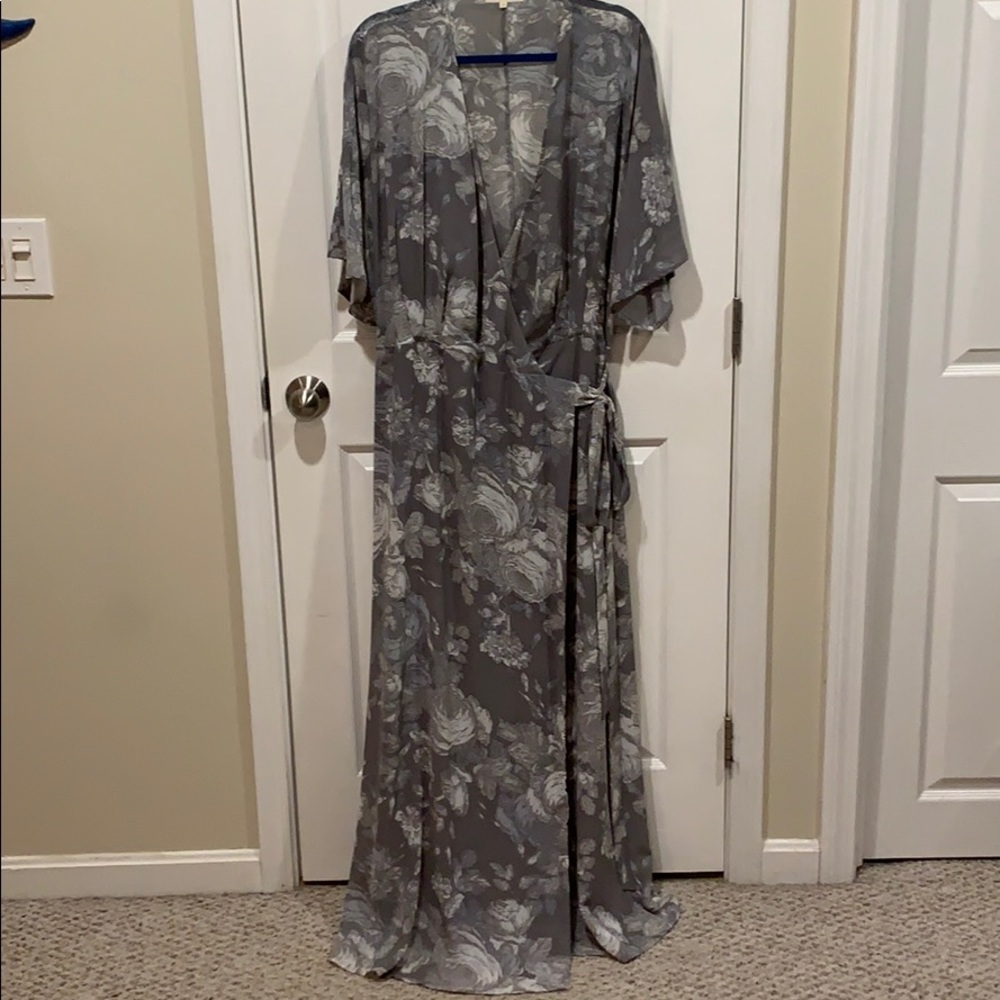 Standards and Practice Gray Wrap Dress